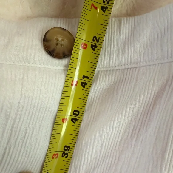 AVA & VIV White Button Front Midi Dress 1X Textured Tie Back - Picture 7 of 11